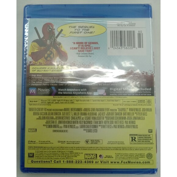 Deadpool 2 (Blu-ray, 2018) Marvel Action Comedy Movie Brand New Sealed - Picture 3 of 5